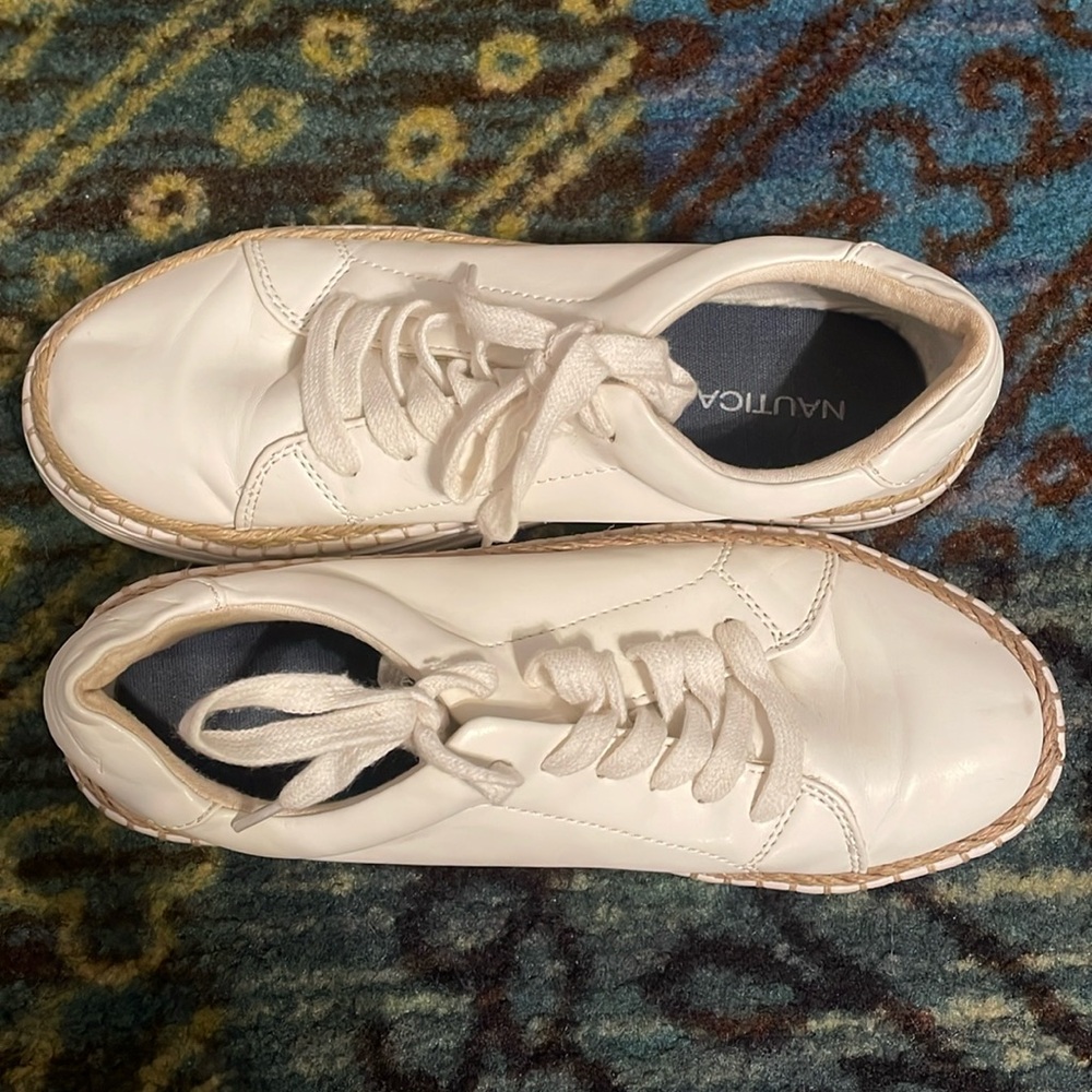 White Nautica platform sneakers